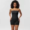 Strapless Shortie Bodysuit for Women Tummy Control Shapewear Seamless Sculpt Body Shaper with Removable Strap