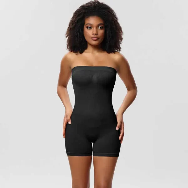 Strapless Shortie Bodysuit for Women Tummy Control Shapewear Seamless Sculpt Body Shaper with Removable Strap