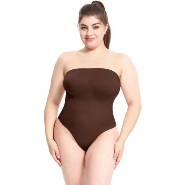 Strapless Shortie Bodysuit for Women Tummy Control Shapewear Seamless Sculpt Body Shaper with Removable Strap
